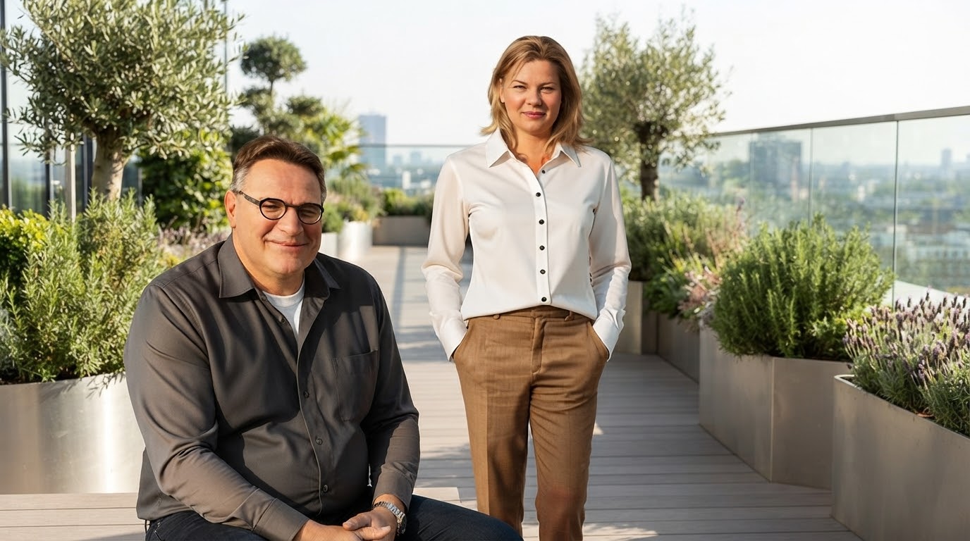 Saskia en Richard van Spreekhuys op het dakterras